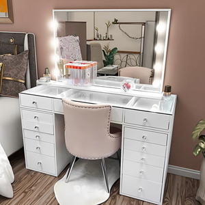 Современный туалетный столик для спальни класса люкс с LED-зеркалом, подсветкой и выдвижным ящиком - Product Image 3