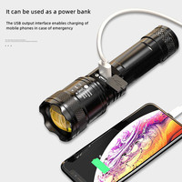 Lampe de poche à zoom télescopique P50 Batterie au lithium intégrée Chargement USB Lampe de poche de camping en plein air puissante