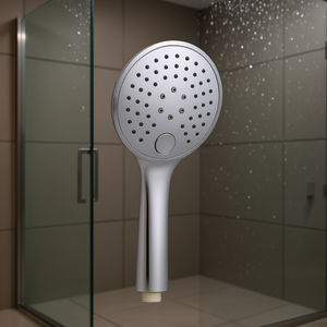 Pommeau de douche anti-calcaire à 3 jets, chromé, largeur 13 cm, sélecteur à bouton-poussoir - Product Image 3