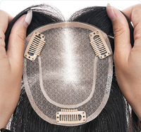LLBeauty Topper sans couture en cheveux humains vierges chinois, base en soie nouée à la main, densité 110%, cheveux raides, cuir chevelu naturel, fournisseur de premier plan