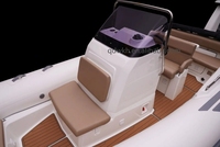Bateau pneumatique en aluminium Sport 17 pieds AL RIB 580 en forme de V profond en PVC/Hypalon/Orca avec pont de bain de soleil de luxe, moteur de 90 CV, capacité de 7 personnes