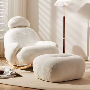 Sedia a Dondolo in Tessuto Bianco Oversize di Design Italiano Moderno e Minimalista, Preferita dalle Celebrità di Internet, <span class=keywords><strong>Arredamento</strong></span> Ecologico per la Casa - Product Image 1