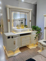 Ensemble Chambre Royale De Luxe King Size 8 Portes 5 Pièces Haut De Gamme Avec Tête De Lit Miroir Lumineuse LED