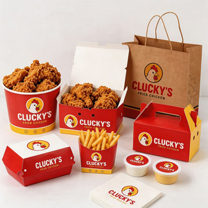 Cajas de Papel Desechables Personalizadas para Papas Fritas, Alitas de Pollo, <span class=keywords><strong>Hamburguesas</strong></span> y Comida Rápida para Llevar - Product Image 4