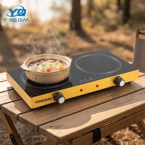 <span class=keywords><strong>Estufa</strong></span> Eléctrica de Cerámica de Doble Quemador de 2400W, Placa Calefactora Doble <span class=keywords><strong>Infrarroja</strong></span> Dorada, Cocina Portátil de Sobremesa - Product Image 6