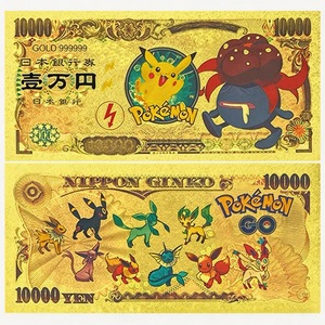 Billetes de Banco de Anime Japonés Pokémon con Lámina de Oro, Billetes de Banco Chapados en Oro de 24K, Regalos para Niños, Venta al Por Mayor - Product Image 3