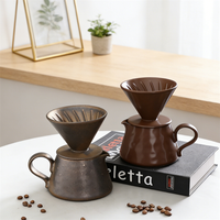 Filtre à café en céramique mate pour infusion, avec pot de service, décor minimaliste d'éléphant de désert, outil de préparation du café pour la maison
