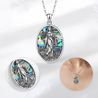 Changda 925 argent sterling nacre religieuse madonna catholique jésus vierge marie pendentif collier pour femmes