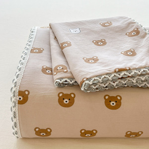 Juego de Sábanas Planas de Algodón Transpirable con Encaje Estampado YIXUAN CD001 para <span class=keywords><strong>Cama</strong></span> Doble/Individual con Funda de Almohada - Product Image 3