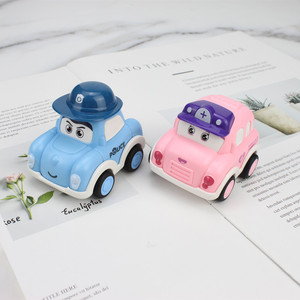Cartoon Emoji Pullback Toy Cars 6pcs Plastic Friction Vehicle For Kids Birthday Cake Decoration - Product Image 4