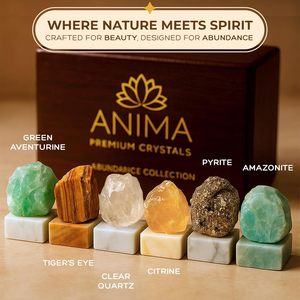 Set Premium de Cristales Curativos en Bruto: Citrino, Pirita, Ojo de Tigre, <span class=keywords><strong>Aventurina</strong></span> <span class=keywords><strong>Verde</strong></span>, Amazonita, Cuarzo Transparente, en Caja de Madera para Regalo - Product Image 2