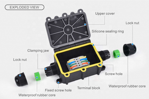 Boîtier de jonction étanche IP68 LMEB 2 voies en PA66 pour connexion de câbles extérieurs et souterrains, boîtier électrique électronique - Product Image 3
