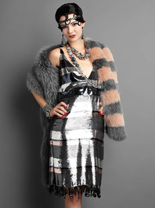 Y.<span class=keywords><strong>ROGUSA</strong></span> Marca YR781 Lujo Real Fox Fur Chal Block Color Fur CAPE - Product Image 4