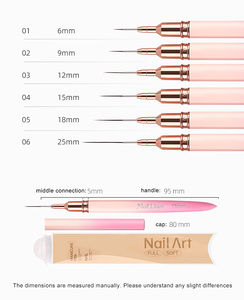 Pinceau à liner pour ongles en métal rose et violet dégradé, pointe ultra-fine, stylo de peinture pour fleurs, pour la décoration d'ongles en détail - Product Image 6