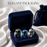 Bague double bleue rotative brossée mate personnalisée pour fête et événement, bijoux de mode de haute qualité en gros