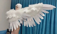 Costume d'ailes de plumes blanches pour scène féminine Performance Bar Gogo Party Show Nightclub Dance Wear pour adultes