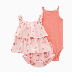 Set di 3 Pezzi di Abbigliamento Estivo <span class=keywords><strong>per</strong></span> Bambine, Tutina Stampata a Maniche Corte da 0 a 2 Anni, <span class=keywords><strong>Vestiti</strong></span> in Cotone <span class=keywords><strong>per</strong></span> Neonate - Product Image 6