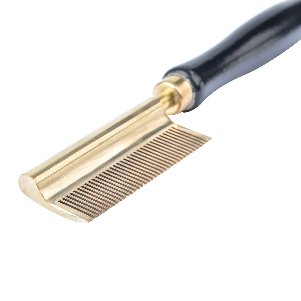 Gold Kupfer Kamm Elektro ofen Heizung Richten Kamm reine Kupfer Kamm Zähne Anti-Hot Holz Griff kann LOGO angepasst werden