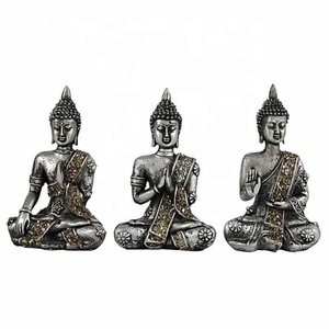 Juego de 3 armaduras metálicas de Buda - Imitación antigua pulida artesanal - Product Image 1