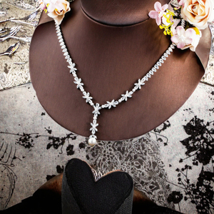 Elegante Juego de Joyería de Moda para Novia, Chapado en Plata, Color Oro Brasileño, Latón y Circonita Cúbica, para Mujer - Product Image 3