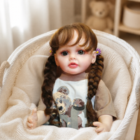 Mehrsprachige Konversationsaufzeichnung 22 Zoll Lebensechte Neugeborenen-Babypuppe Weiche Silikon-Vinyl-Mädchenpuppe Geburtstagsgeschenk Anpassbar