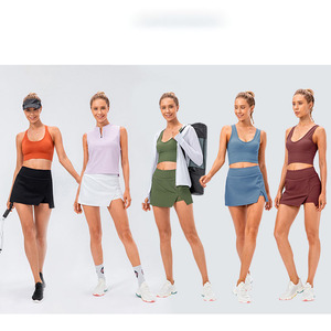 Ingrosso 2 in 1 Anti-esposizione allenamento Tennis indossare abito da Tennis a vita alta ad asciugatura rapida con tasche gonne da Golf Tennis - Product Image 3