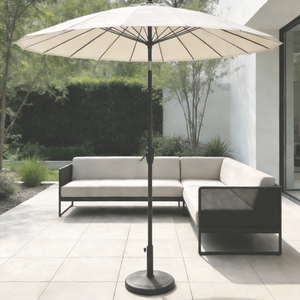 Modern Ekstra Büyük UV Koruyucu Rüzgar Geçirmez Veranda Şemsiyesi Açık Hava Şemsiyesi Havuz Kenarı Yuvarlak Bej Krank Kolu - Product Image 2