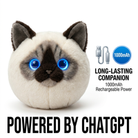 Peluche Électronique Chat Ragdoll ChatGPT IA Intelligente avec LED à Tonalité Chaude Variable et Communication Multilingue