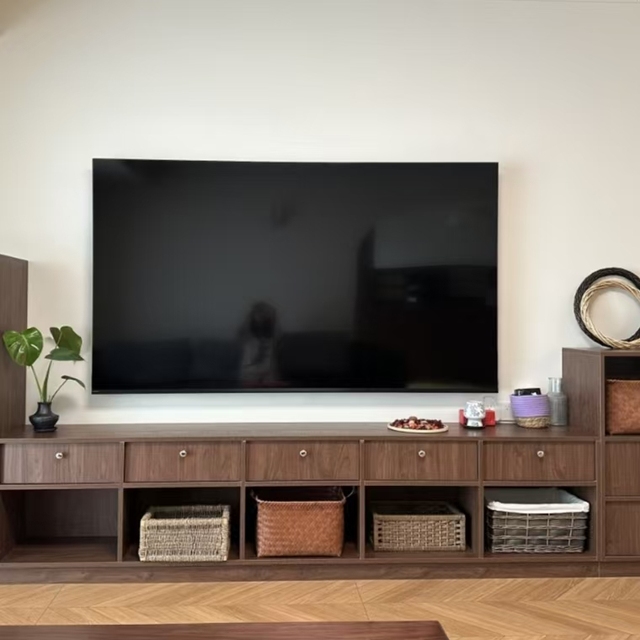 Modern Luxury Custom Walnut Wood TV Stand Modular Living Room Furniture Large Storage TV Console Cabinet for Villa Project