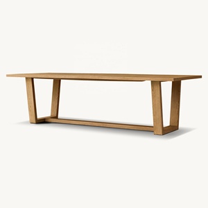Tavolo da Pranzo RH Moderno in Rovere Americano con Base a Cavalletto Angolata, Grande Tavolo da Cena, Lussuoso Tavolo da Refettorio in Legno Massello - Product Image 5