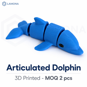 Juguete de Delfín Impreso en 3D al por Mayor, Cuerpo Articulado, <span class=keywords><strong>Aletas</strong></span> y Cola, Juguete Sensorial Marino, Unisex, 12+, PLA Ecológico, OEM, Azul - Product Image 1