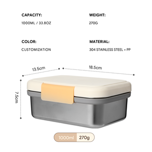 Lonchera de Alta Calidad de 1000 ml de Una Sola Capa, Acero Inoxidable 304 con Tapa Abatible de PP, Apta para <span class=keywords><strong>Microondas</strong></span>, Fácil de <span class=keywords><strong>Limpiar</strong></span> - Product Image 2
