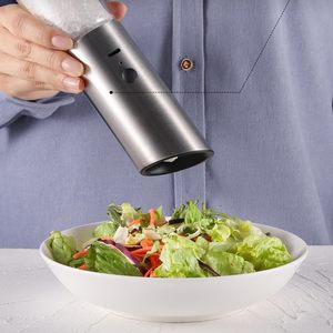 Moulin à poivre électrique Moulin à sel en acier inoxydable Rechargeable USB Gravité automatique Moulin à épices électrique pour sel et poivre - Product Image 1