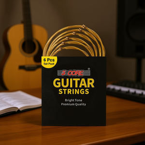 Juego de 6 Cuerdas para Guitarra Acústica de 5 Cuerdas, Tono Brillante, Calidad Premium, Acero, Calibre Medio - Product Image 2