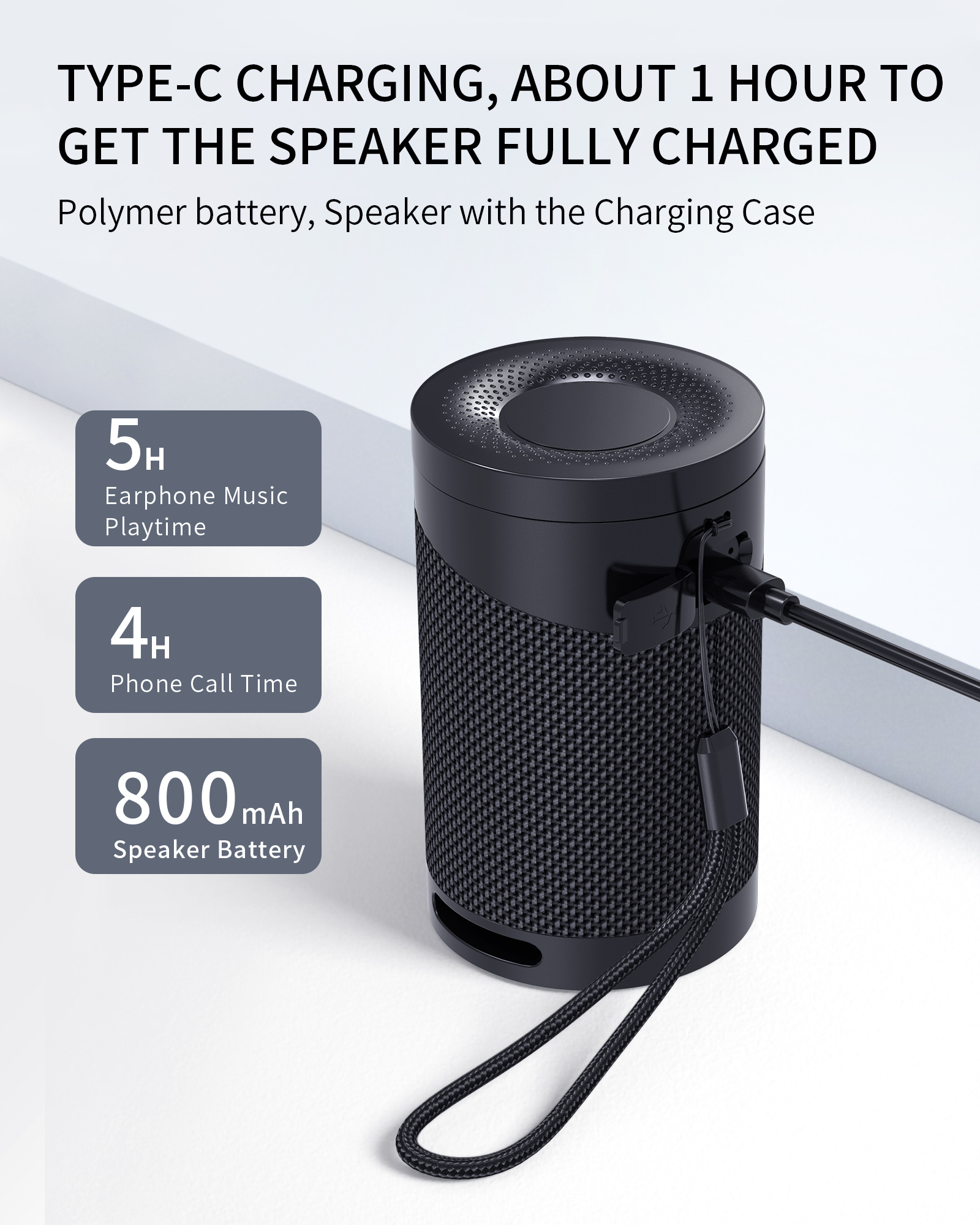 Bass Wireless Earphone Speaker 3D Surround Subwoofer 4 Hours Talk Time