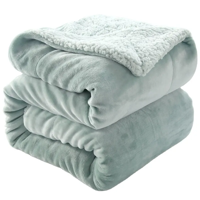 Manta de cama de lana de doble capa Premium, manta de Sherpa cálida Polar gruesa y acogedora para el invierno
