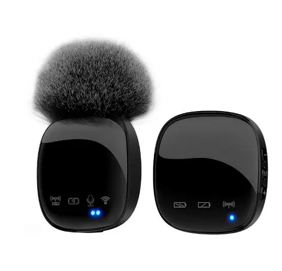 Mikrofon Lavalier Nirkabel, Mikrofon Mini Rekaman Audio Portabel HD untuk iPhone Android Live Gaming