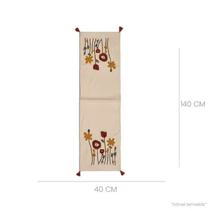 Colorful Striped Embroidered Garden Flower <b>Table</b> <b>Runner</b> Rustic Burlap Cheesecloth Dining Weddings Christmas Parties DO Color - Product Image 2