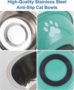 Mangkuk Makanan Kucing Anti Selip dari Stainless Steel 4 Warna Ramah Kumis untuk Anak Kucing - Product Image 4