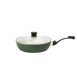 Recubrimiento de granito de color verde, sartén profunda antiadherente de aluminio <span class=keywords><strong>forjado</strong></span> con tapa de vidrio - Product Image 1