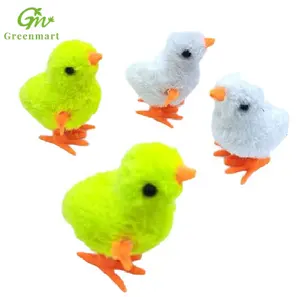 Greenmart ucuz sarı peluş tavuk Wind-up dize zıplayan renkli tavuk peluş oyuncaklar çocuk oyuncakları sıcak satış