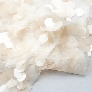 Woman Bride Irridescent Paillette Embroidery Aluminum Sequins Tulle Lace Voile Mesh Fabrics Appliques Uk For Party Dress
