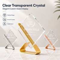 Trofeo de Reconocimiento Empresarial con Contenido Personalizado, Placa de Cristal Transparente Grabable