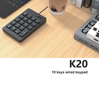 OEM portabel akuntansi keuangan kabel proyeksi numerik Keypad K20 19 kunci USB Plug and Play dapat diprogram antighosting baru