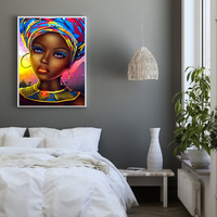 Peinture diamantée personnalisée, portrait de fille africaine, peinture mosaïque diamantée pour la décoration intérieure, bricolage complet