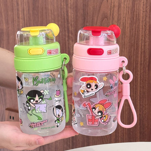 Bouteille d'eau en plastique Powerpuff Girls pour enfants 525 ml avec paille et poignée pour l'école Printemps 2025 - Product Image 3
