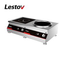Cuisinière à induction en céramique à double brûleur Lestov avec boîtier en acier inoxydable 5000W pour les restaurants en buffet