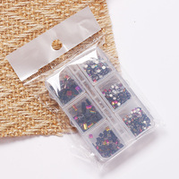 Multi-taille 6 grilles carré fond plat ongles strass super brillant mixte rond rectangle miroir diamant ongles jeu de pierres