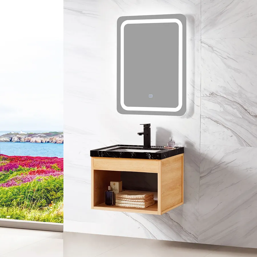 New model 600mm wall mounted modern small bathroom vanity for home use or hotel