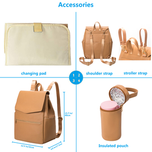 Bolso de bebé de cuero vegana multifunción, mochila clásica para <span class=keywords><strong>mamá</strong></span>, bolsa de pañales para bebé, venta al por mayor - Product Image 5
